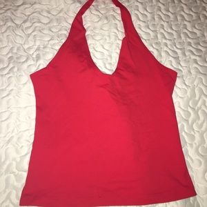 Red hot halter crop